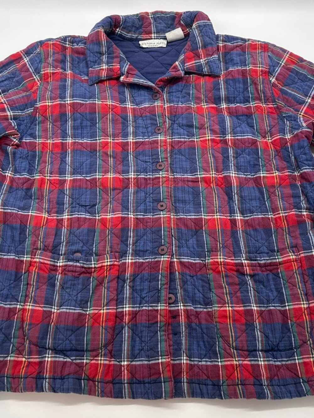 Vintage Colorful Plaid Quilt Jacket 2XL Cotton Art Teacher Cottagecore Statement